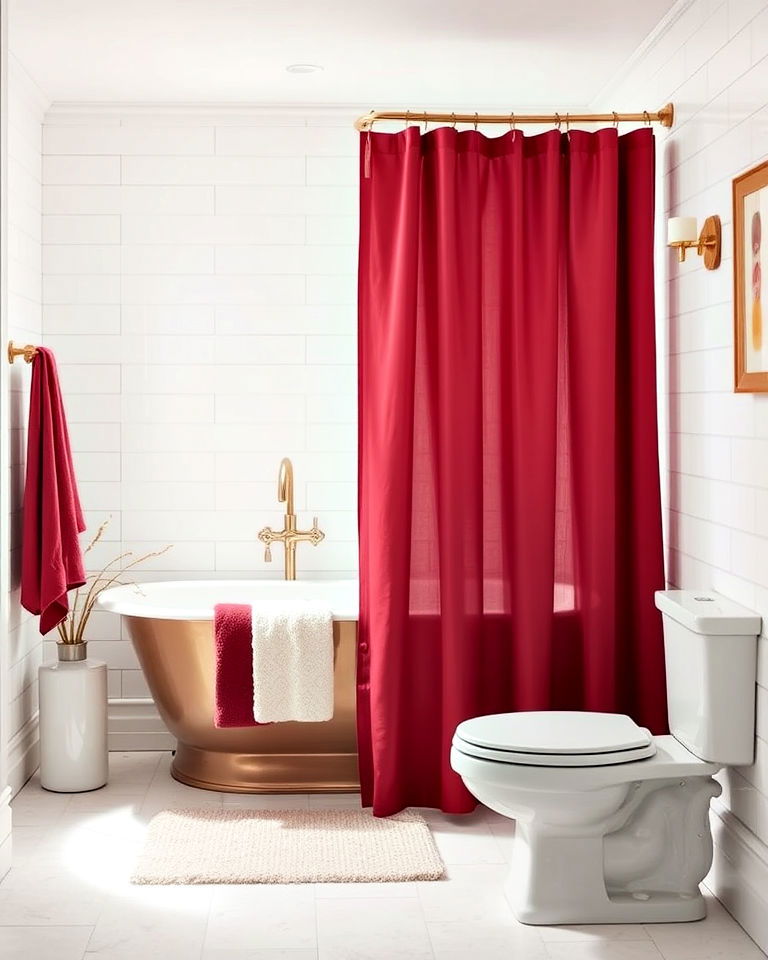 burgundy shower curtain for a quick update