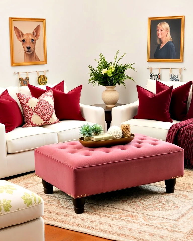 burgundy throw pillows for living room