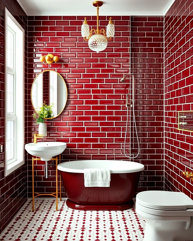 burgundy tiles for a retro vibe