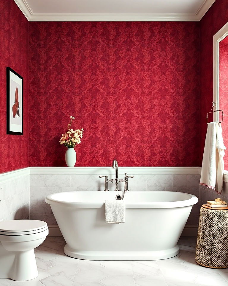 burgundy wallpaper for a dramatic effect