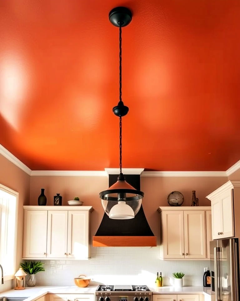 burnt orange ceiling