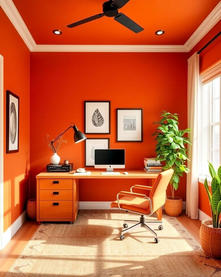 burnt orange home office paint color