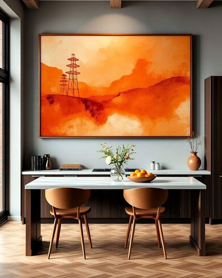 burnt orange statement wall art