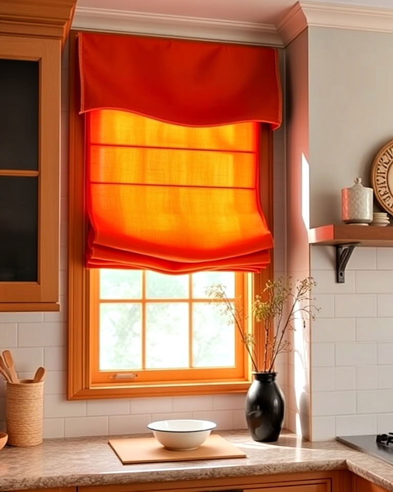 burnt orange window treatments