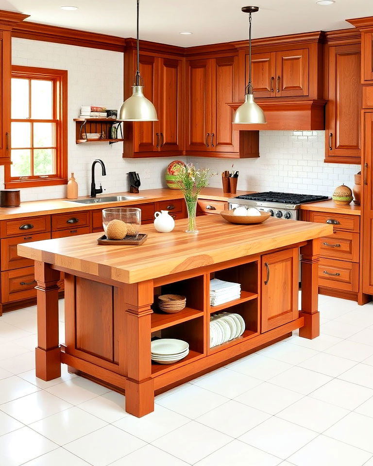 butcher block island to add charm