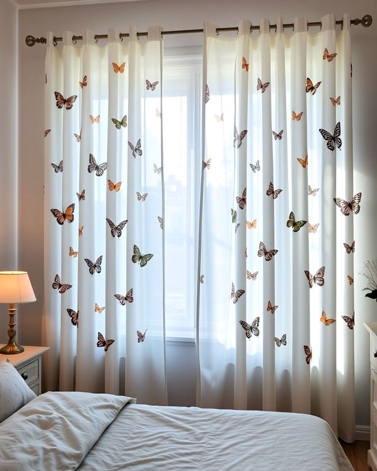 butterfly patterned curtains