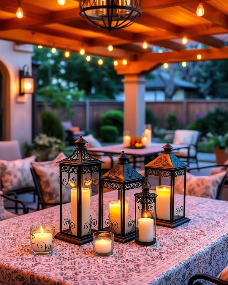 candle lit lanterns for evening ambiance