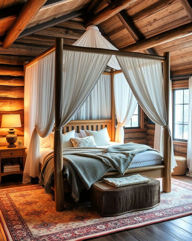 canopy bed with rustic accents bedroom