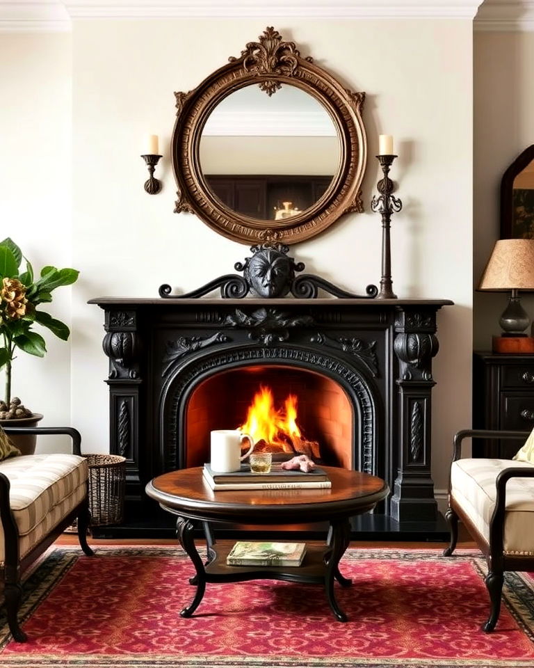 cast iron fireplace living room for vintage charm