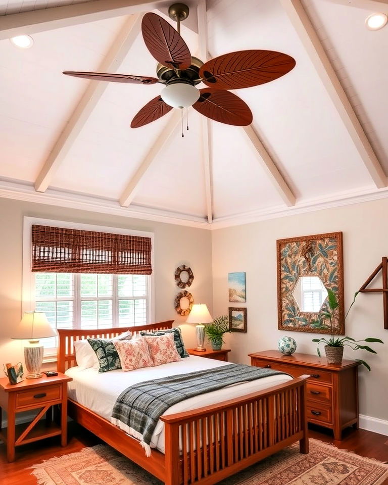 ceiling fan tropical bedroom