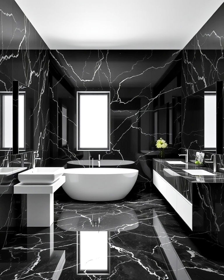 ceiling to floor marble bathroom