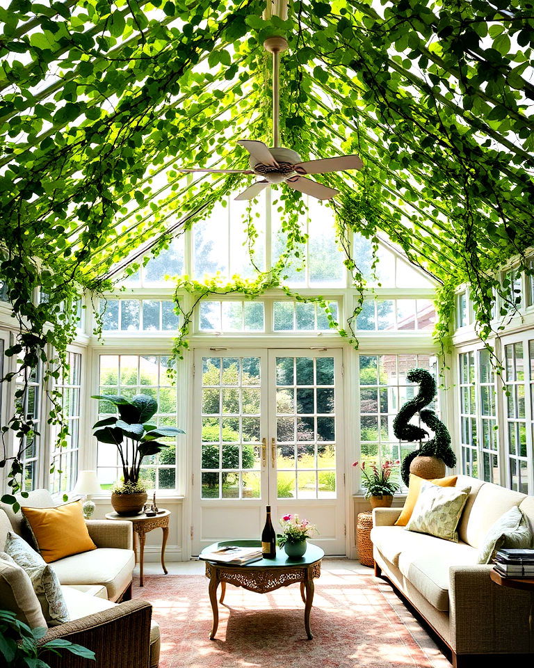 ceiling trellis with vines