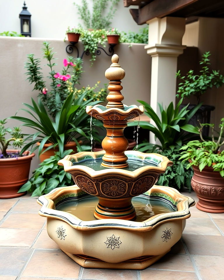 ceramic fountain as a centerpiece