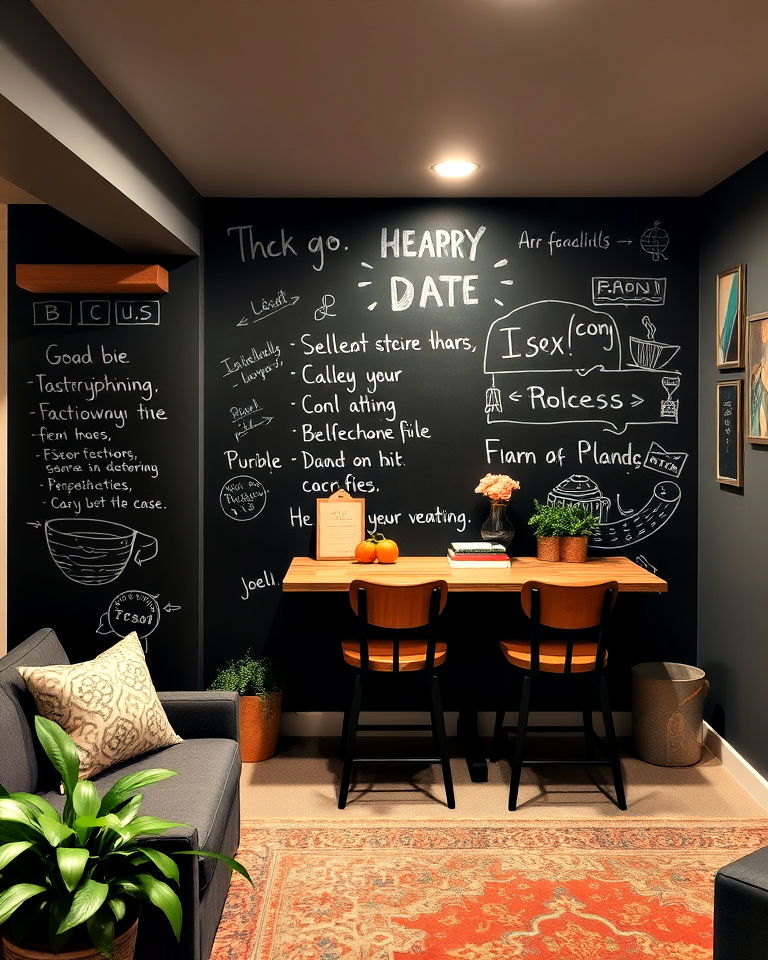 chalkboard accent wall for families
