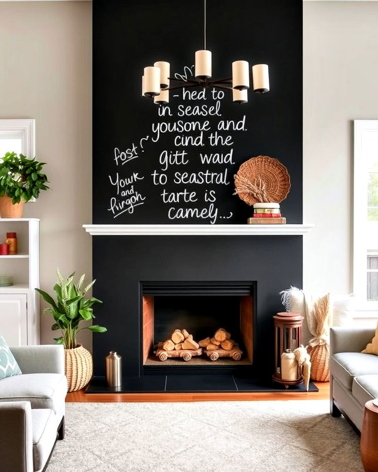 chalkboard paint fireplace accent wall