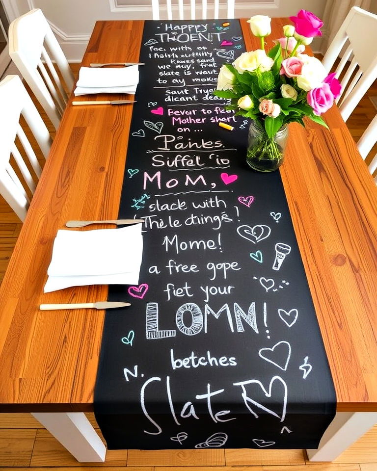 chalkboard table runner for mother s day decoration