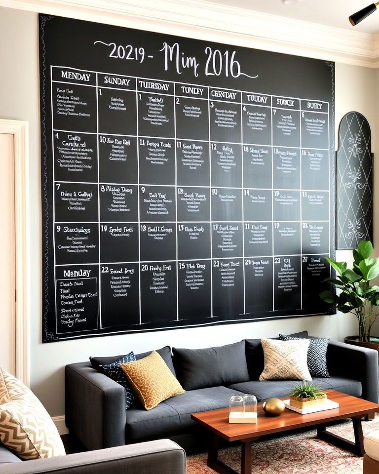 chalkboard wall calendar for home organization