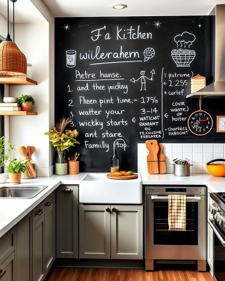 chalkboard wall for morning weather and news