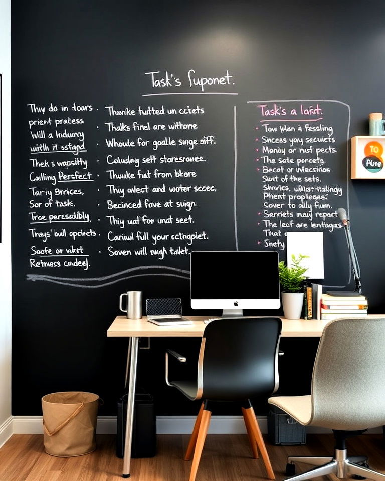 chalkboard wall for task management