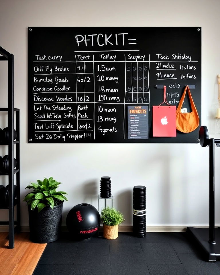 chalkboard wall to tracking workouts