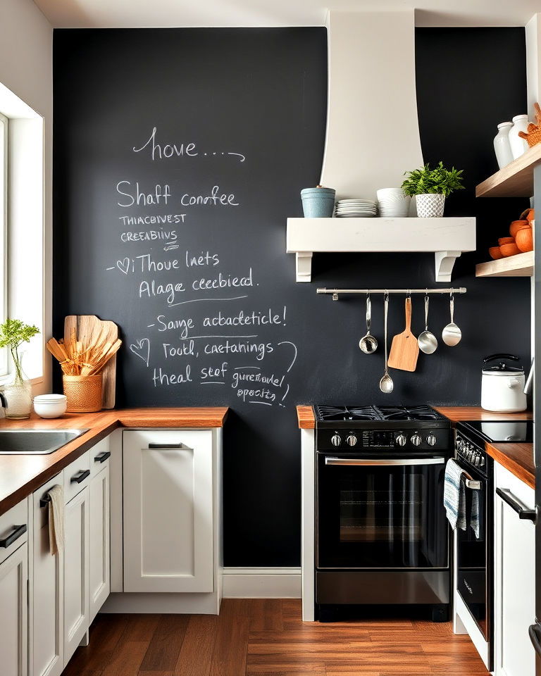 chalkboard wall with white accents