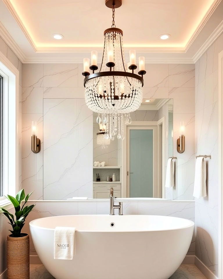 chandelier to add glamour to any bathroom