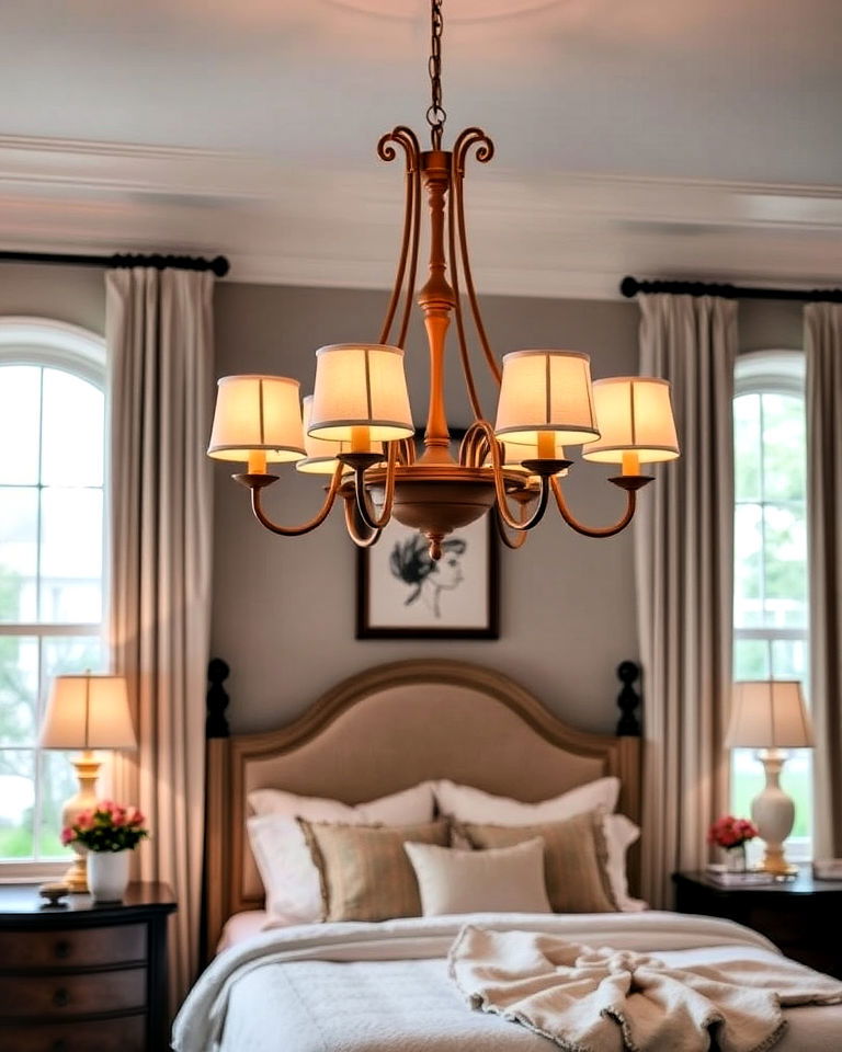 chandelier with fabric shades