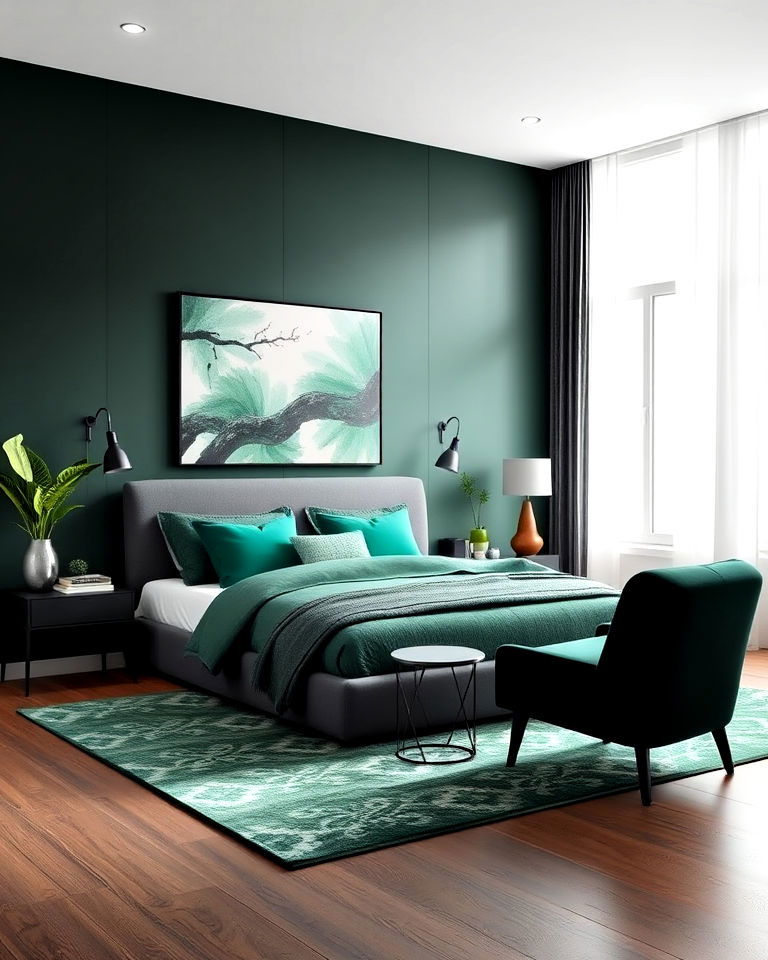 charcoal and emerald green