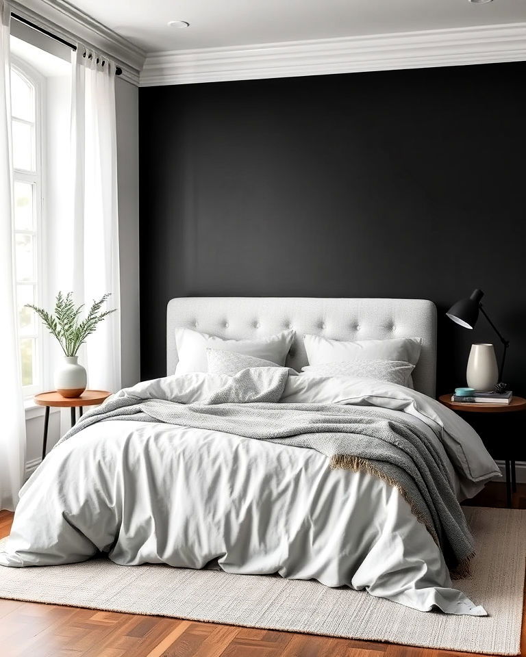 charcoal and soft grey bedding