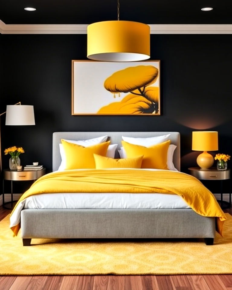 charcoal with pops of yellow