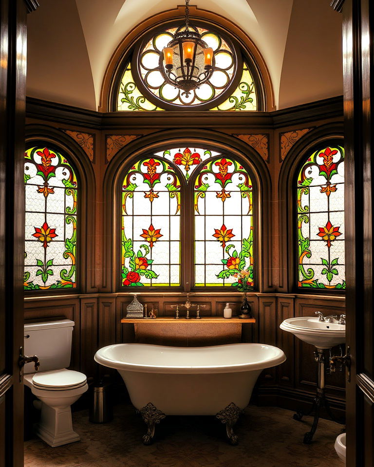 charming stained glass victorian bathroom windows