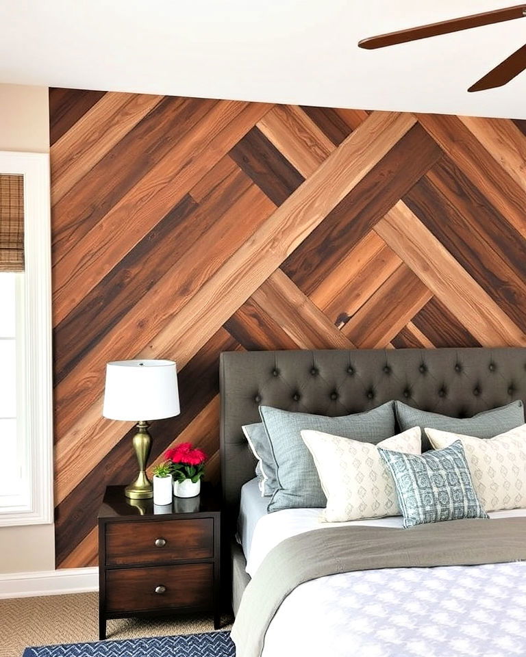 chevron pattern barnwood accent wall