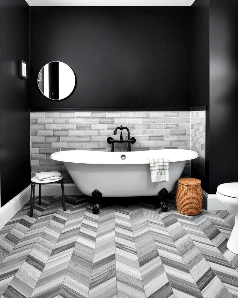 chevron pattern in gray for bathroom