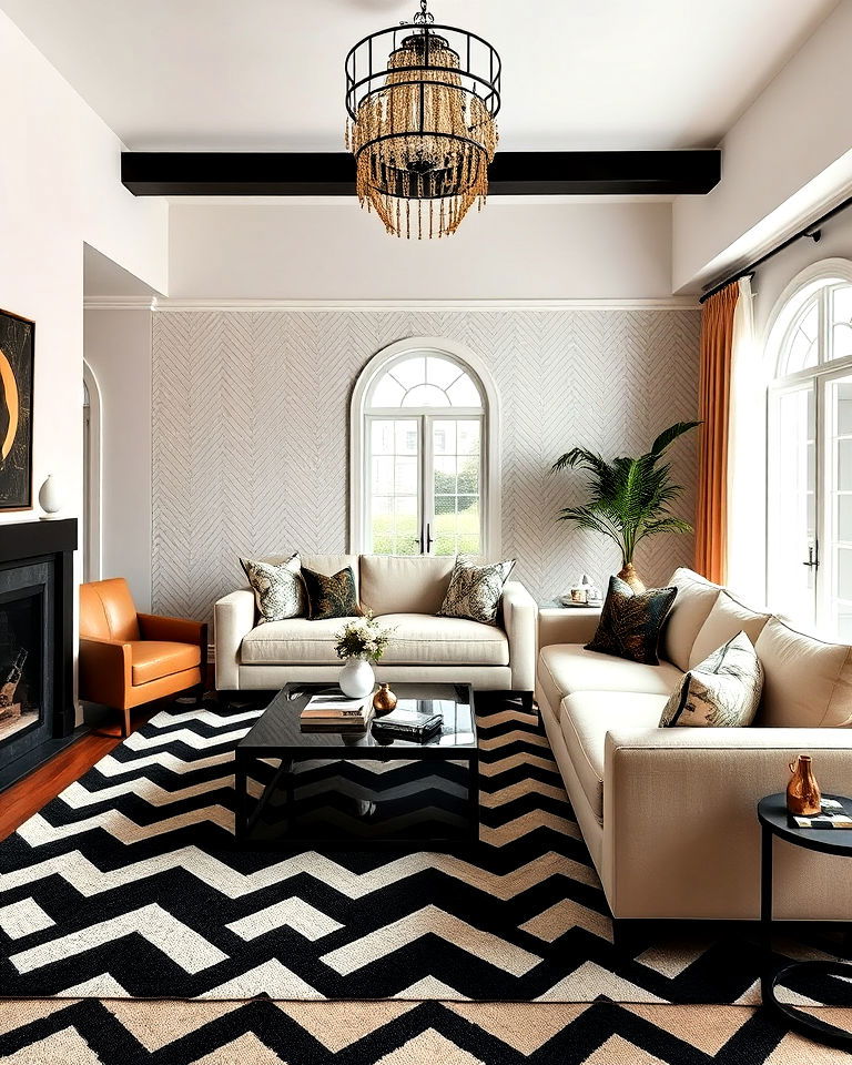 chevron patterns accent for art deco living room