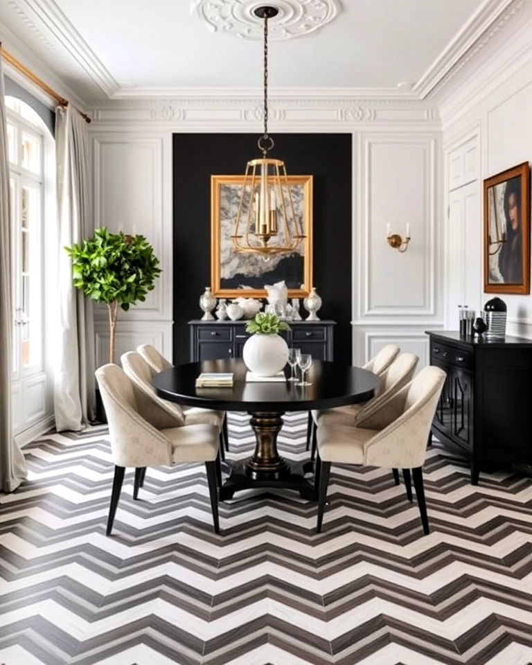 chevron patterns dining room