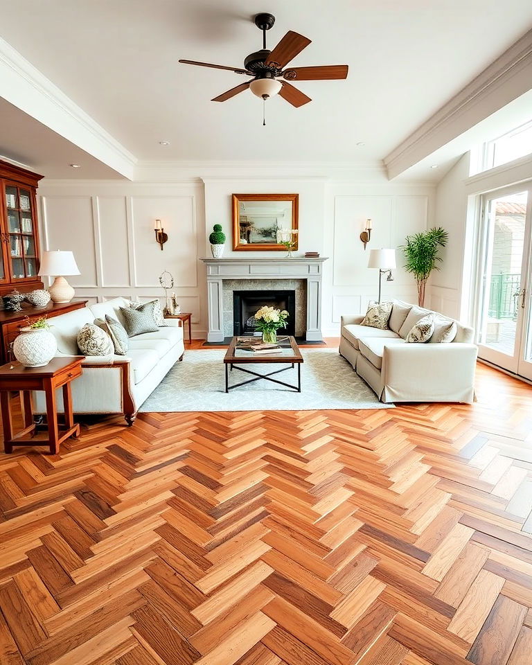 chevron wood flooring for a refined look