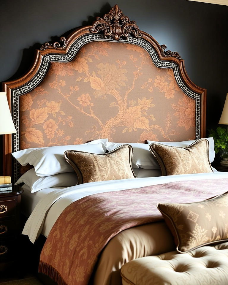 chinoiserie inspired headboard as a statement piece