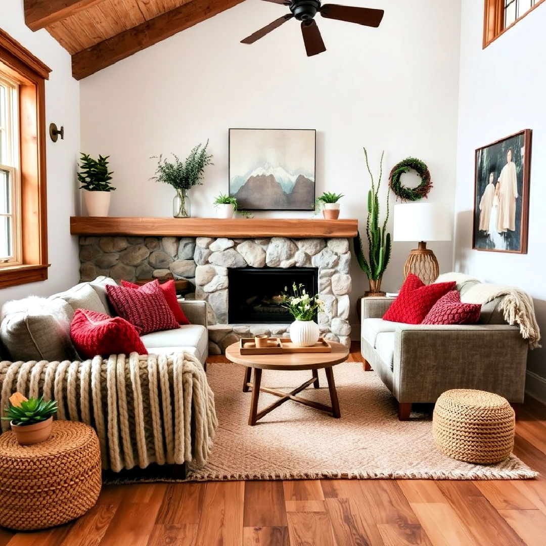 chunky knit accents in living room