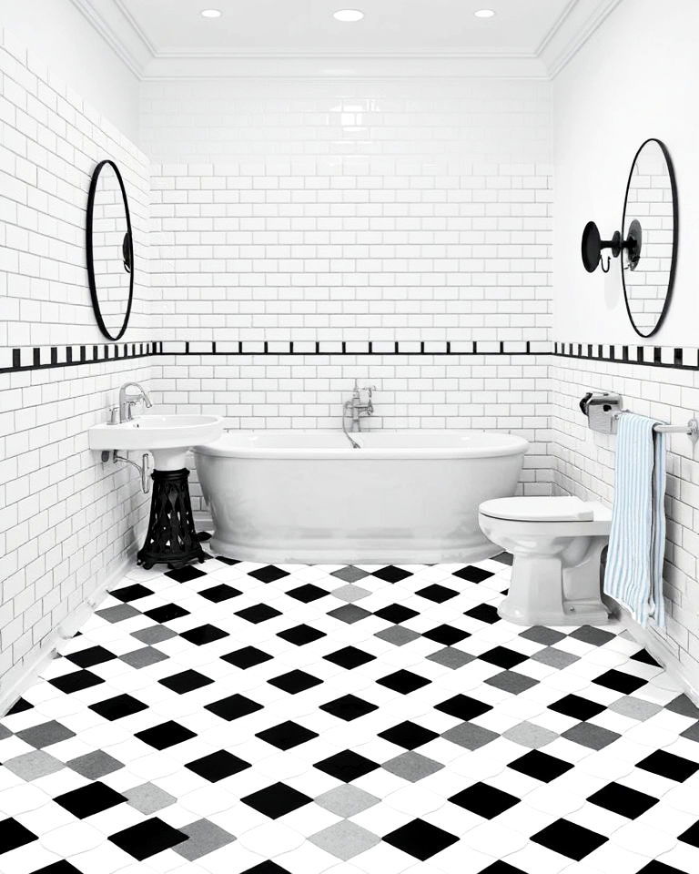 classic black and white checkerboard floor