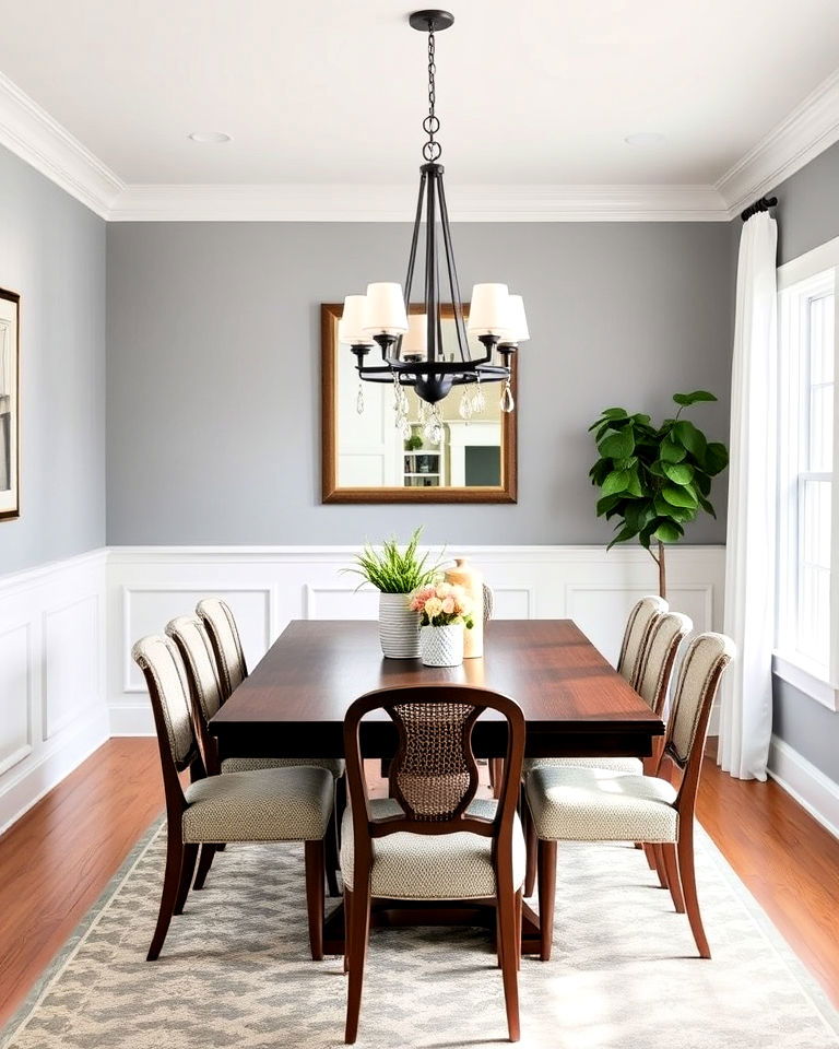 classic crisp white paneling for your dining area