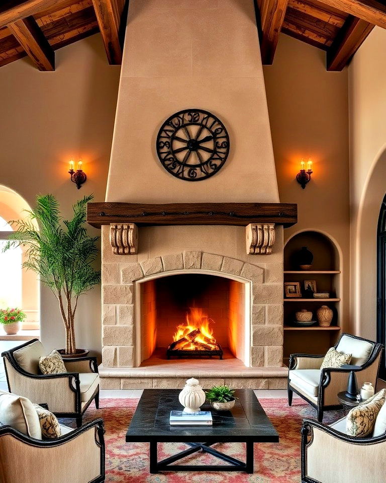 classic hacienda style spanish fireplace