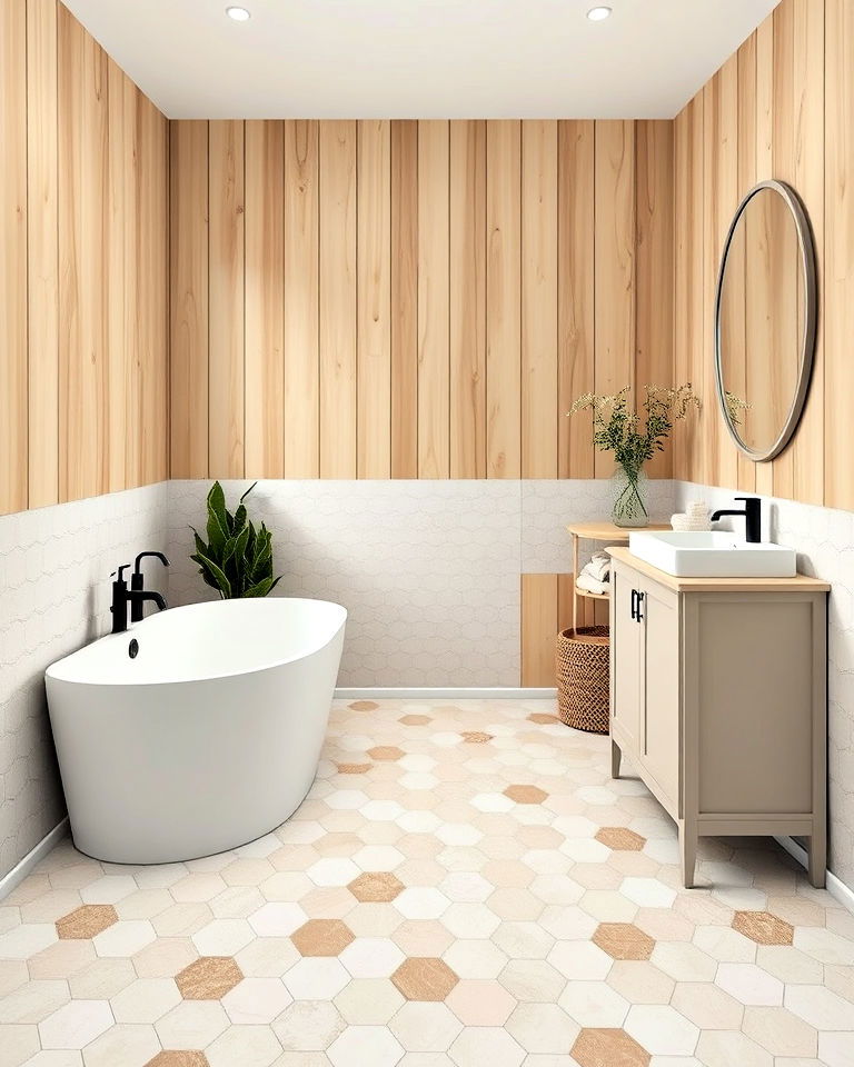 classic hexagon tile bathroom floor