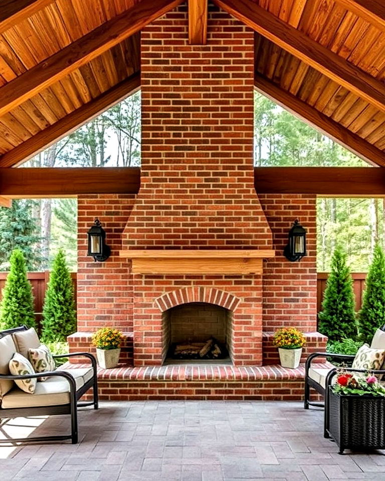 classic pavilion with brick fireplace