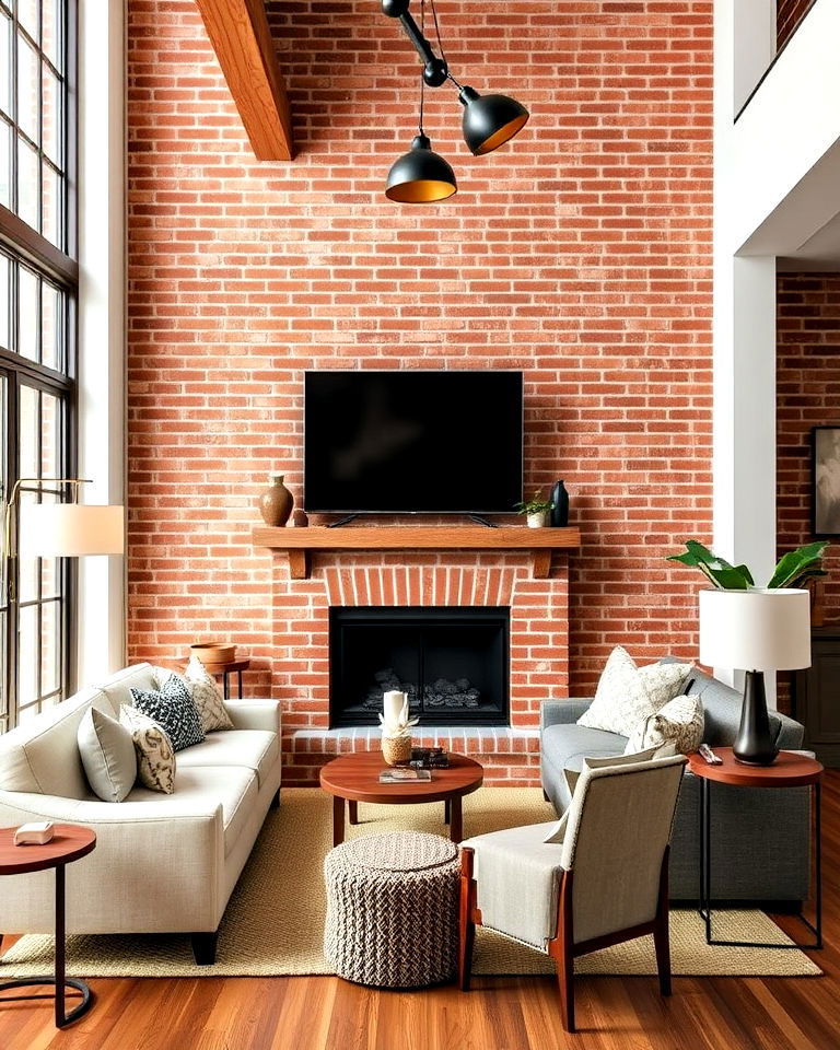classic red brick accent wall