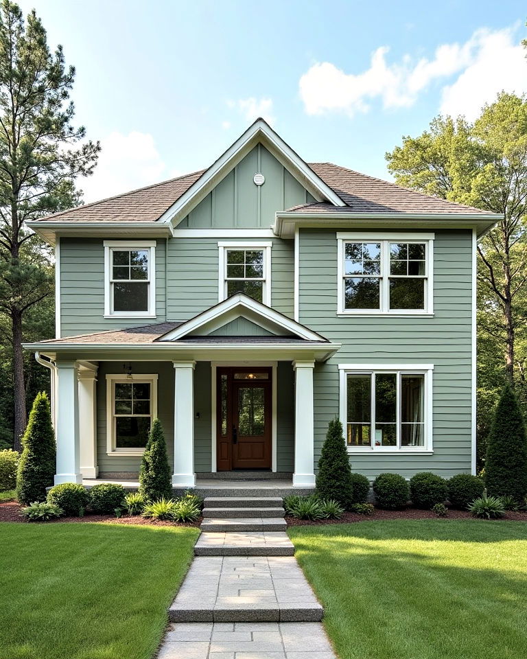 classic sage green exterior siding