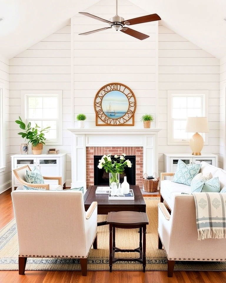 classic shiplap walls for hamptons living room