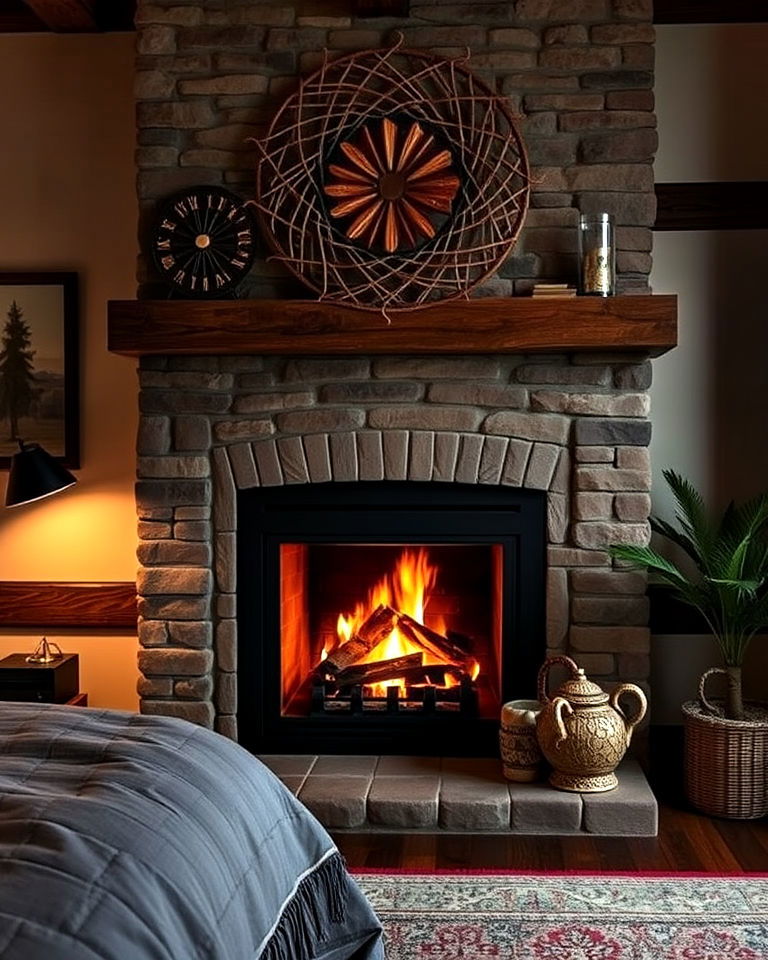 classic traditional wood burning fireplace