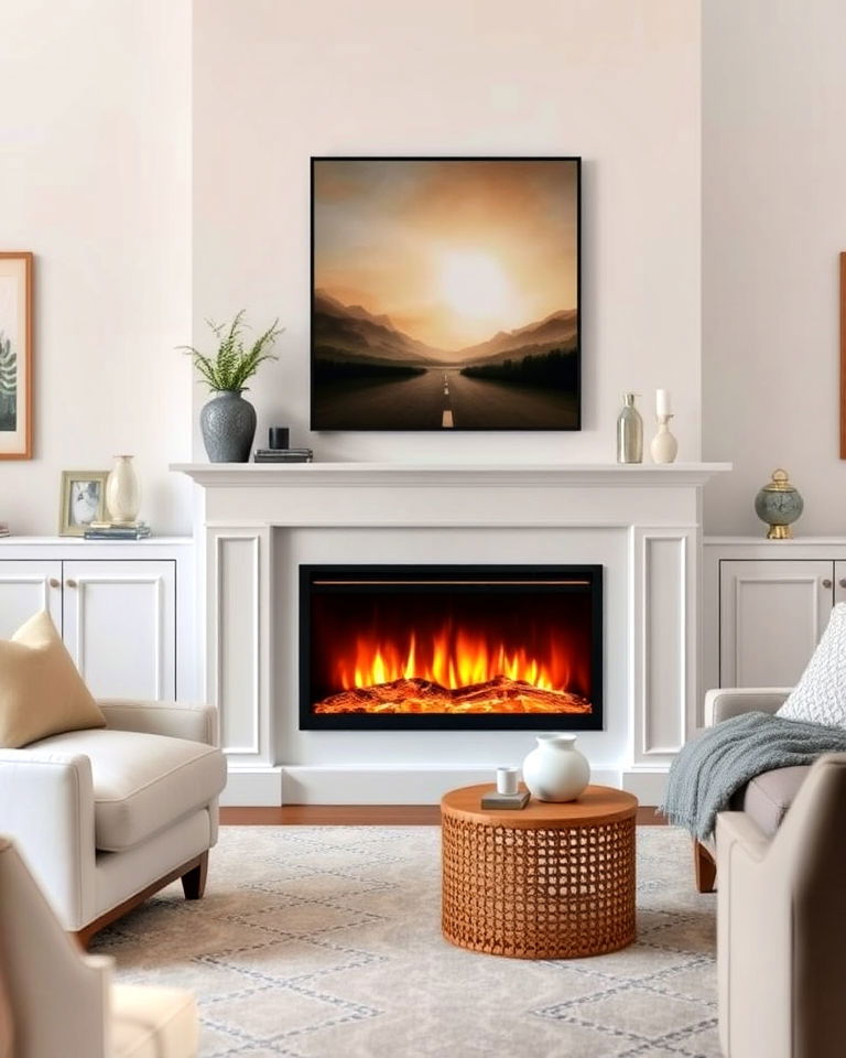 classic white electric fireplace