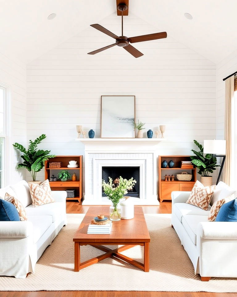 classic white shiplap walls for any living room