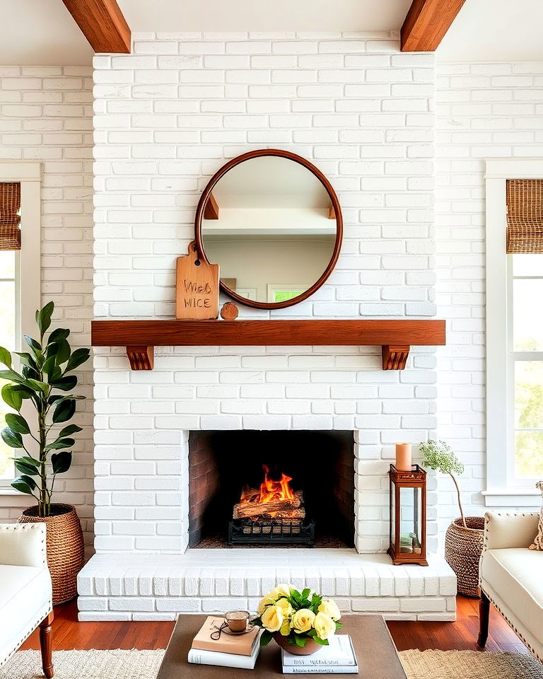 classic whitewashed brick backsplash